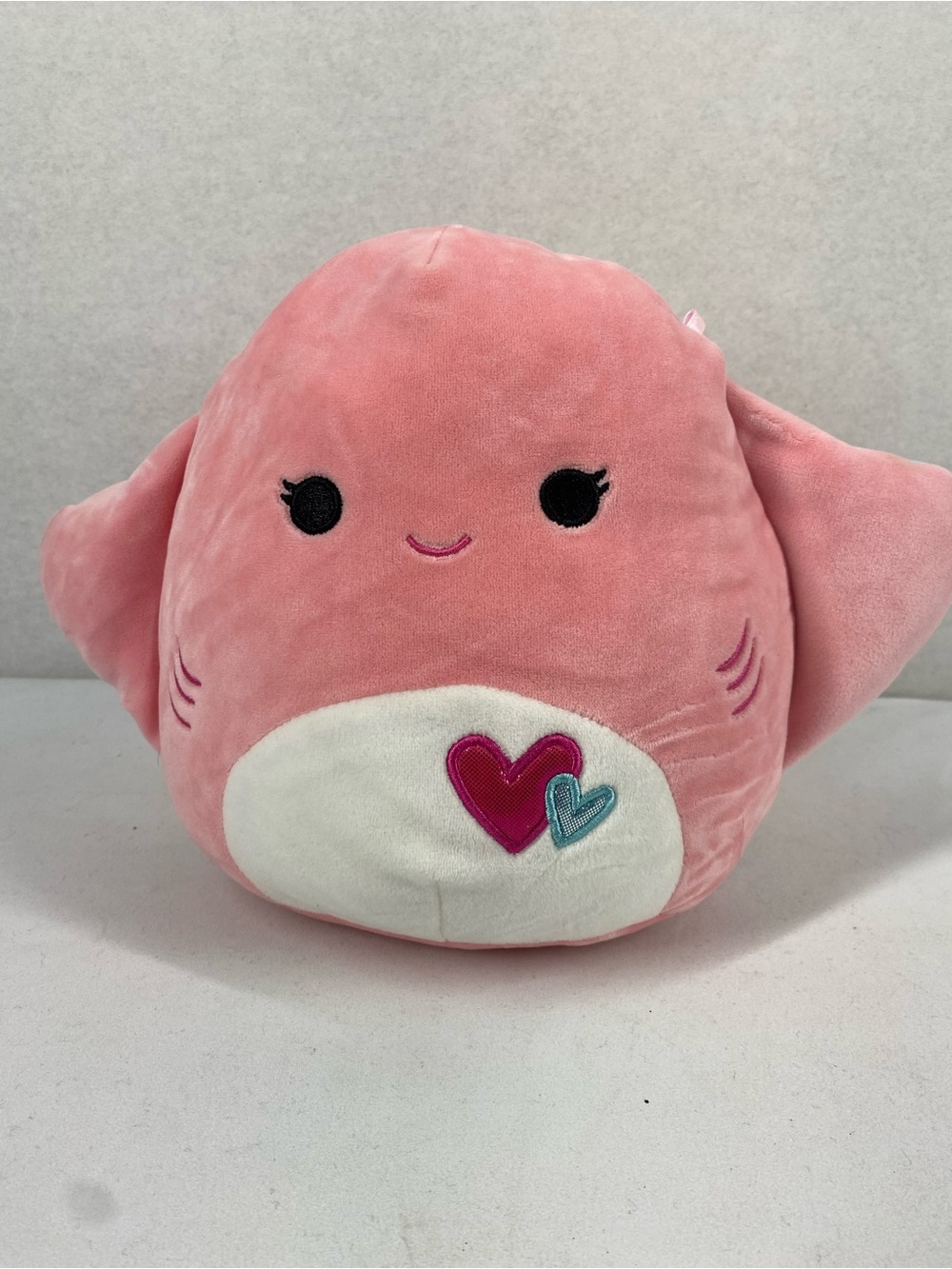 Squishmallows Saxa Pink Plush Shark with Heart Patch S8 #992-2